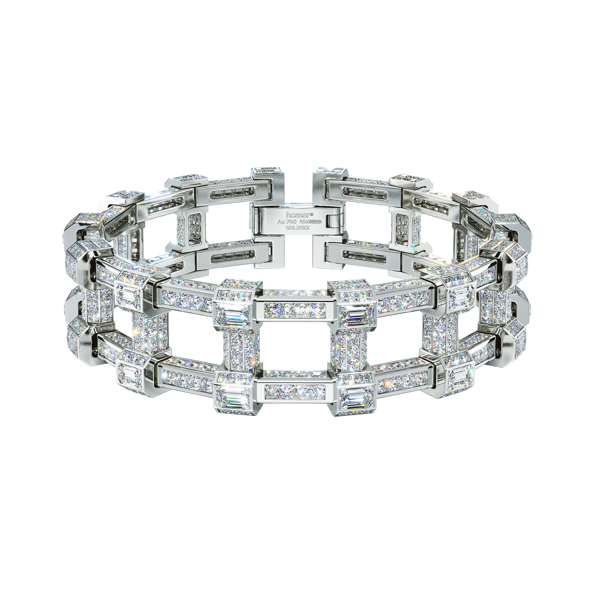 A detail of Sodium High Jewelry Bracelet in White